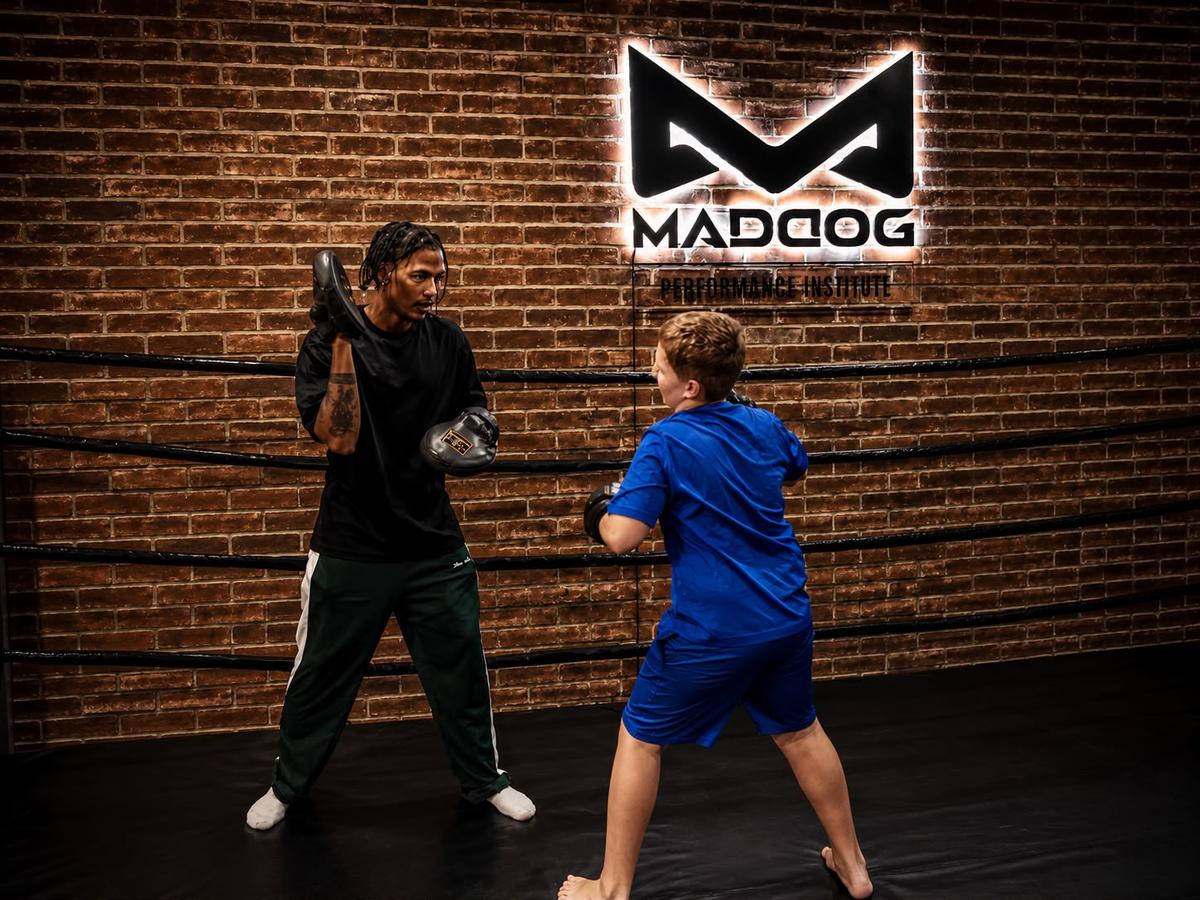 Kids boxing class at Maddog Performance Institute