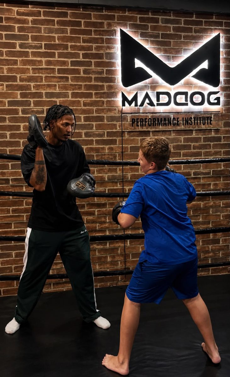 Kids boxing class at Maddog Performance Institute
